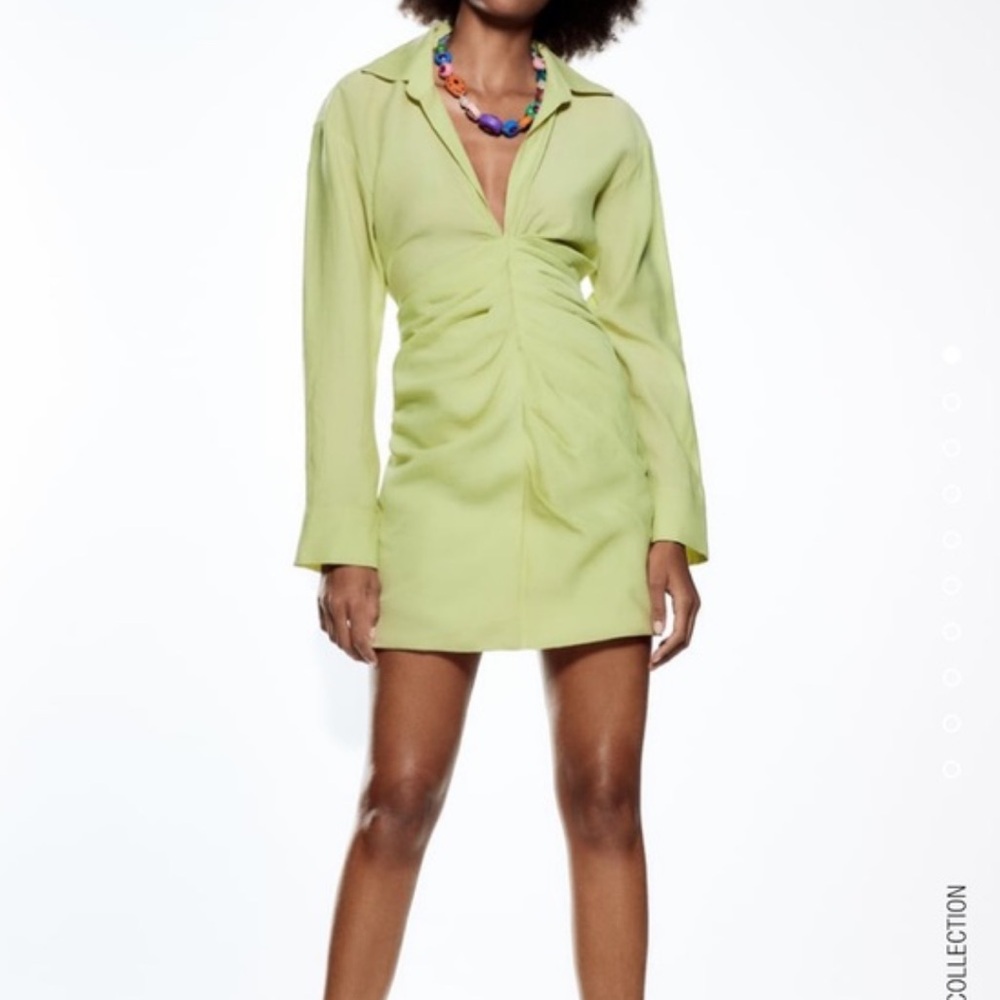 Zara green mini dress scutching worn once for birthday dinner size large